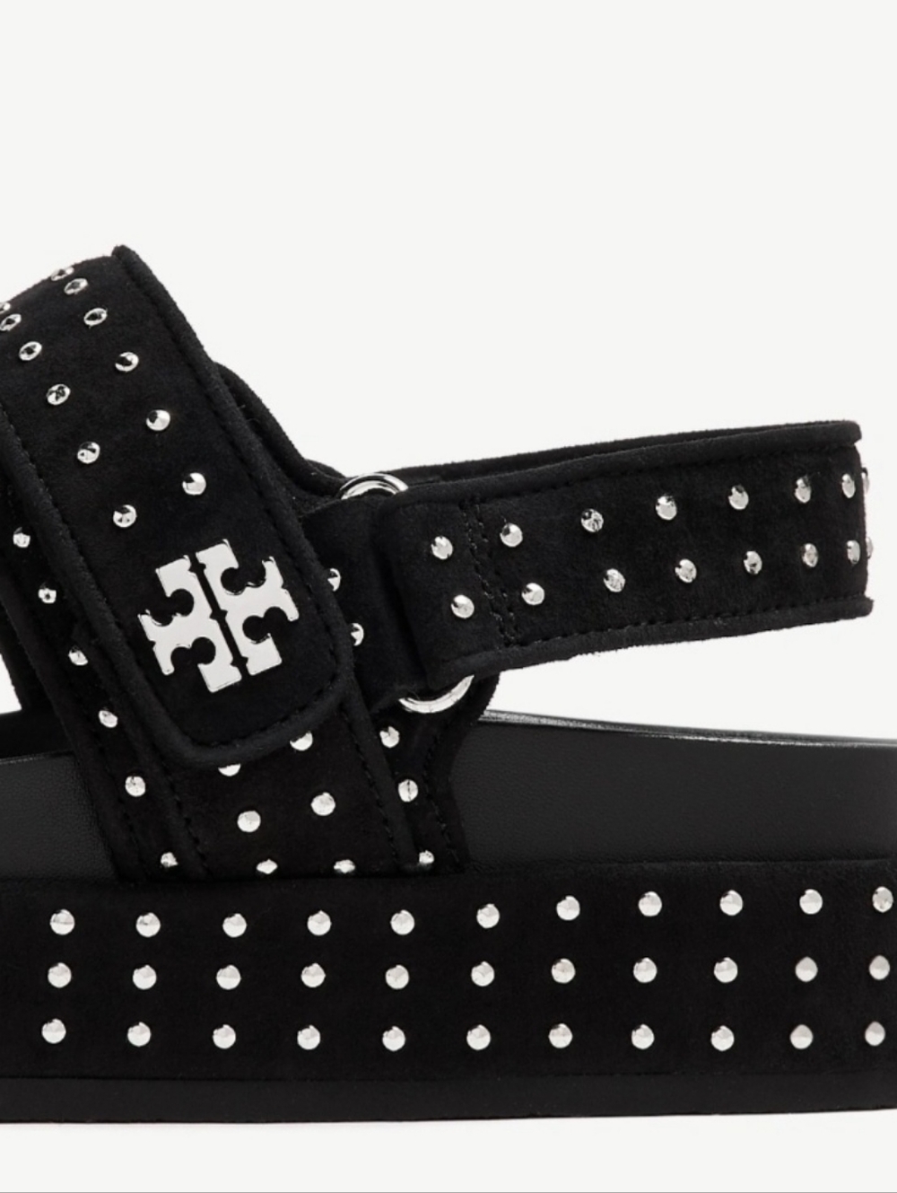 Size 5.5 - 🆕️ TORY BURCH KIRA Black Sport Studded Platform Sandals with Logo - Picture 9 of 12